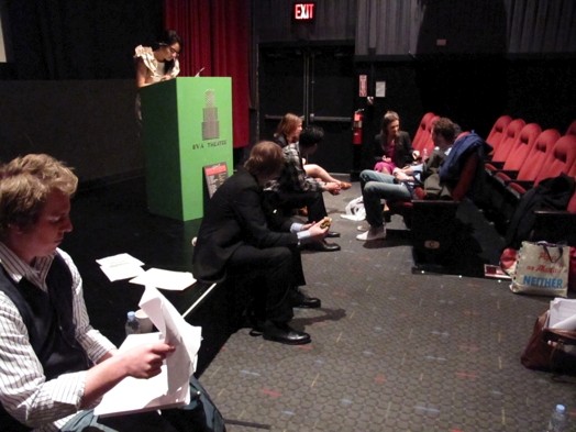 students getting ready for thesis presentation