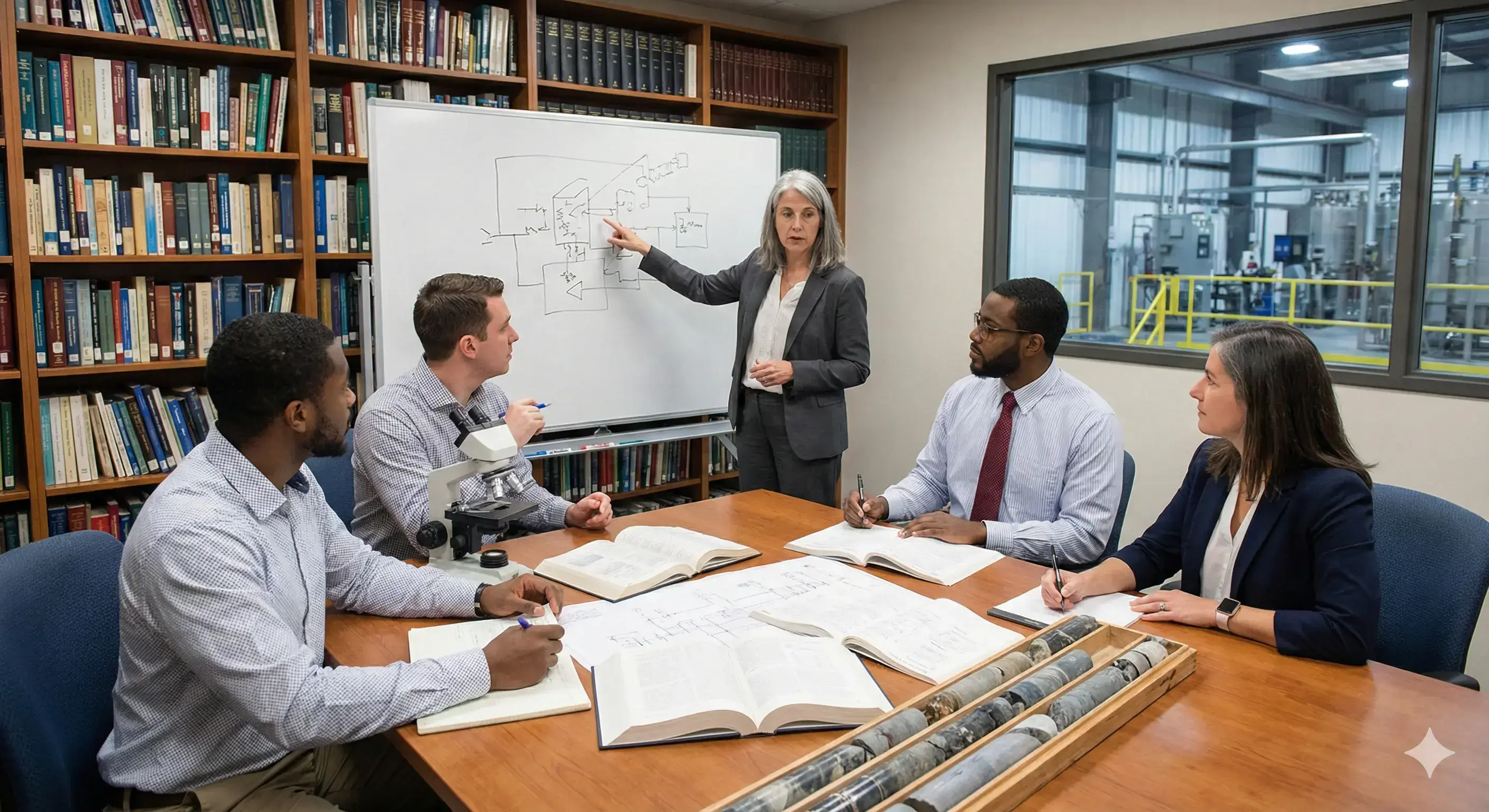 A talent recruiter with a soft smile working on her laptop in the office. The angle is on her face so we can't see what's is on the screen. She is wearing a blazer 