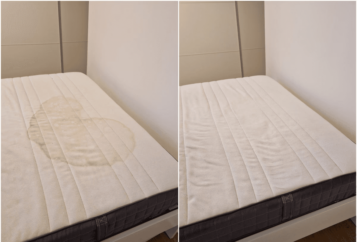 matelas lavé avant apres par Vapeur pro Limoges