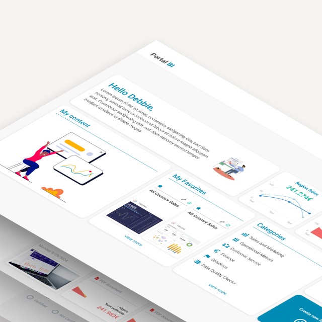 Mockup de algunas pantallas del Portal BI