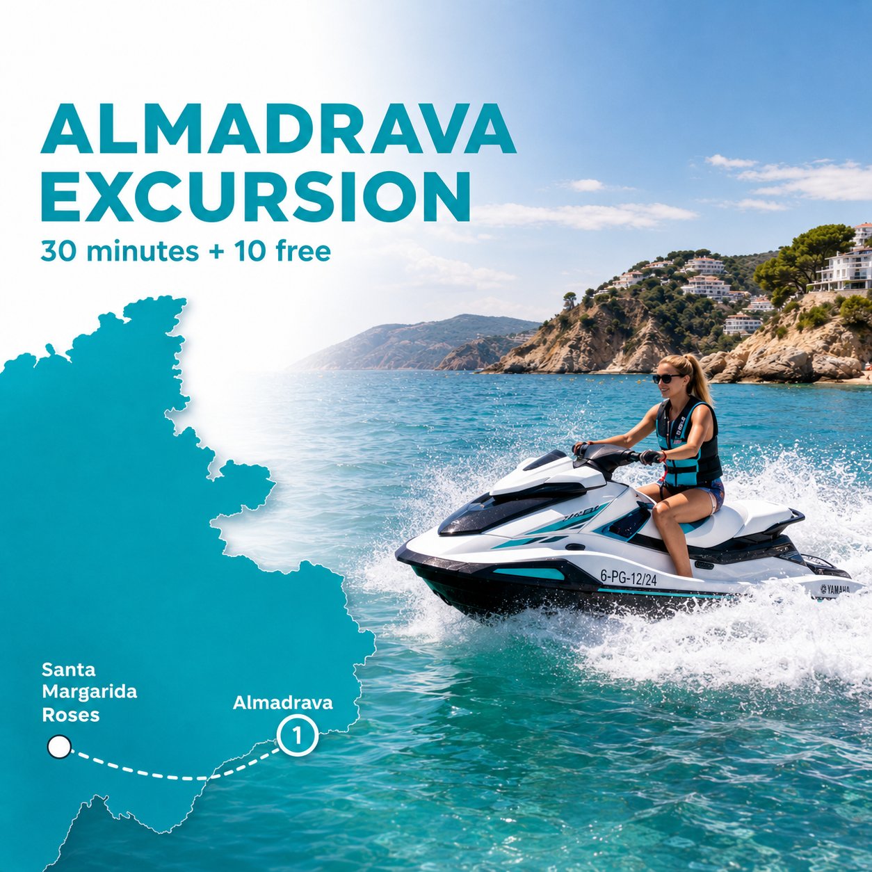 Sortie en jet ski vers Almadrava depuis Roses