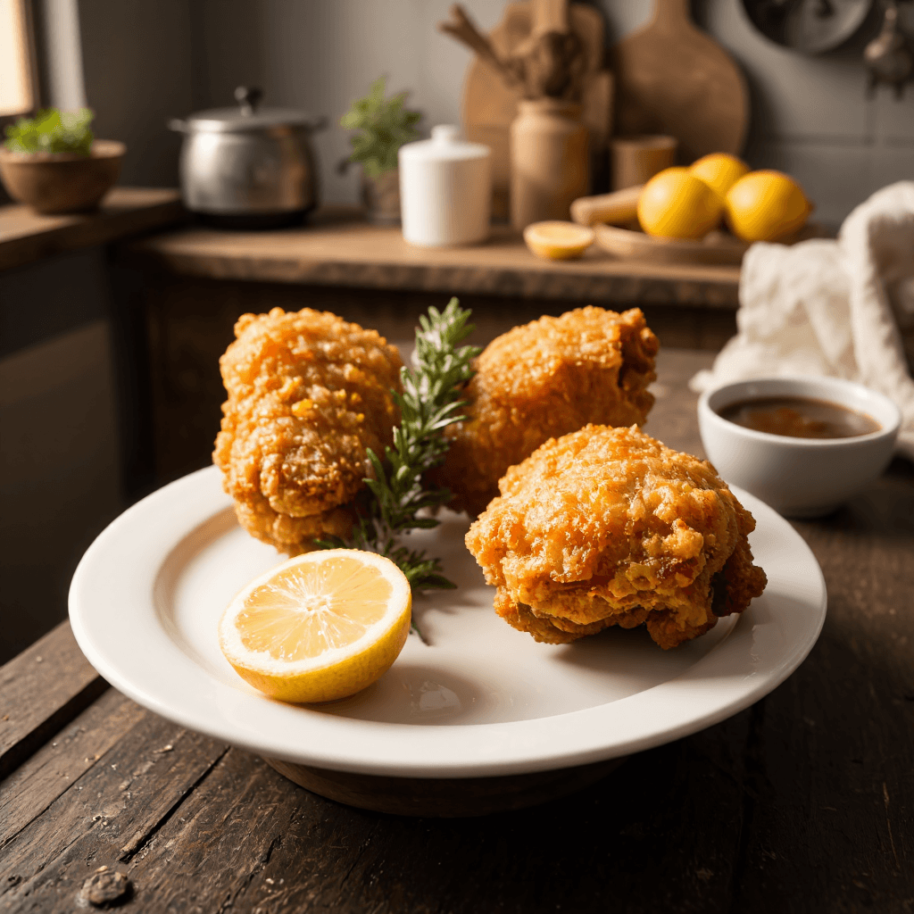 product photography of plate of fried chicken