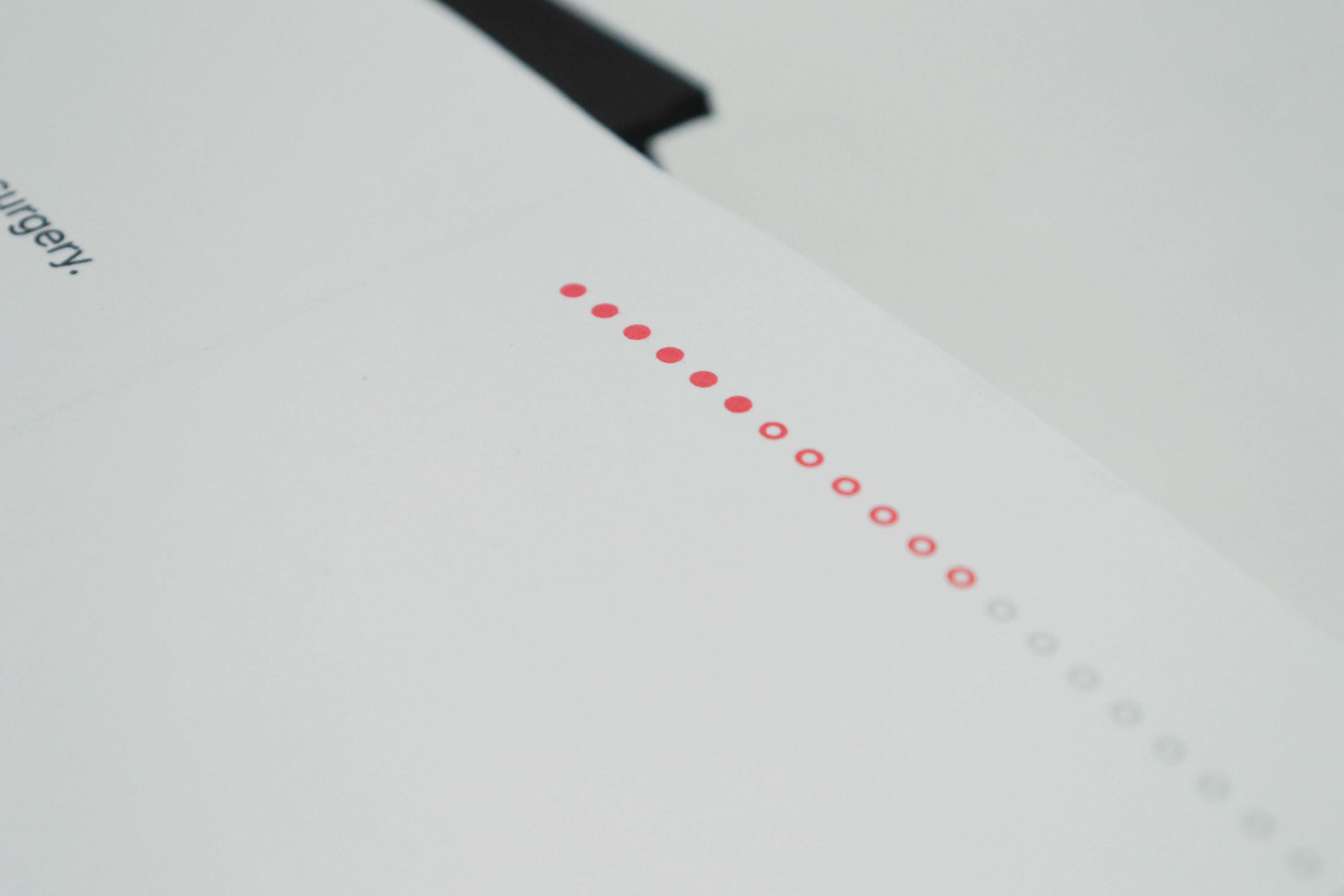Close-up showing a page progress bar made of circles