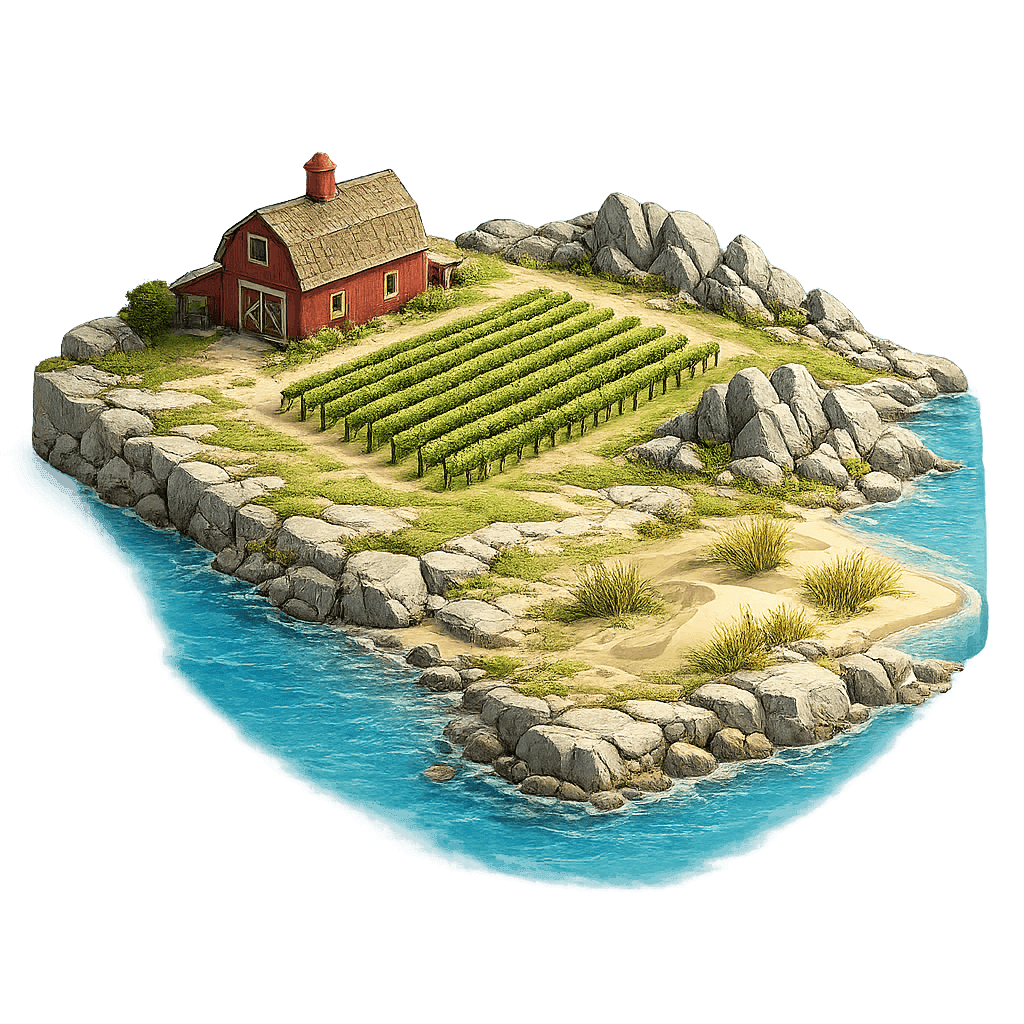 Artistic illustration of the Prince Edward County, ON wine region.