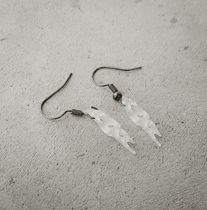 Clear printed earrings.