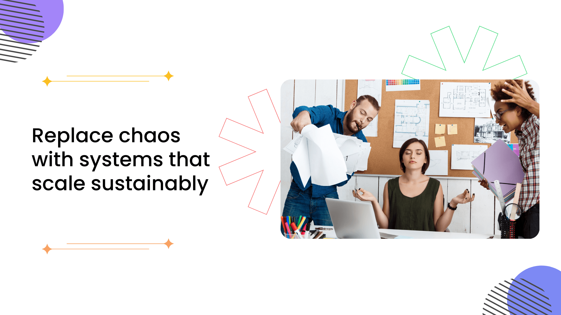 Team overwhelmed with cluttered workspace, showing need to replace chaotic tools with scalable systems for sustainable coaching growth.