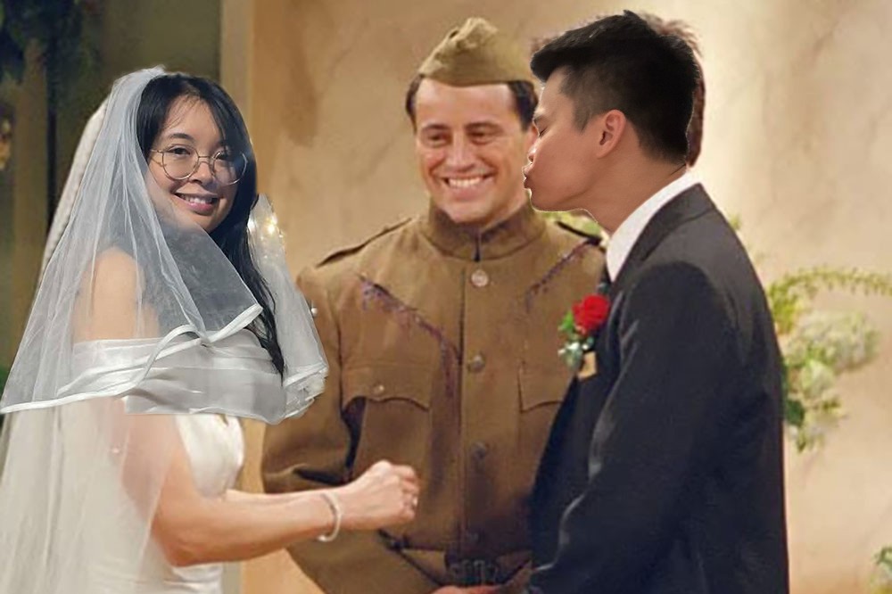 Outdoor restaurant terrace overlooking a tranquil lake at sunset. White tables and chairs are set with glassware. Sheer curtains add elegance. Calm ambiance.