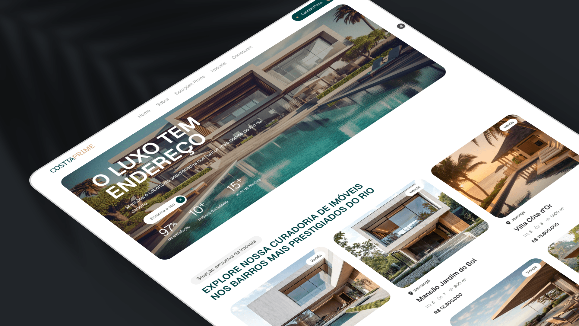 Mockup de site de imobiliária