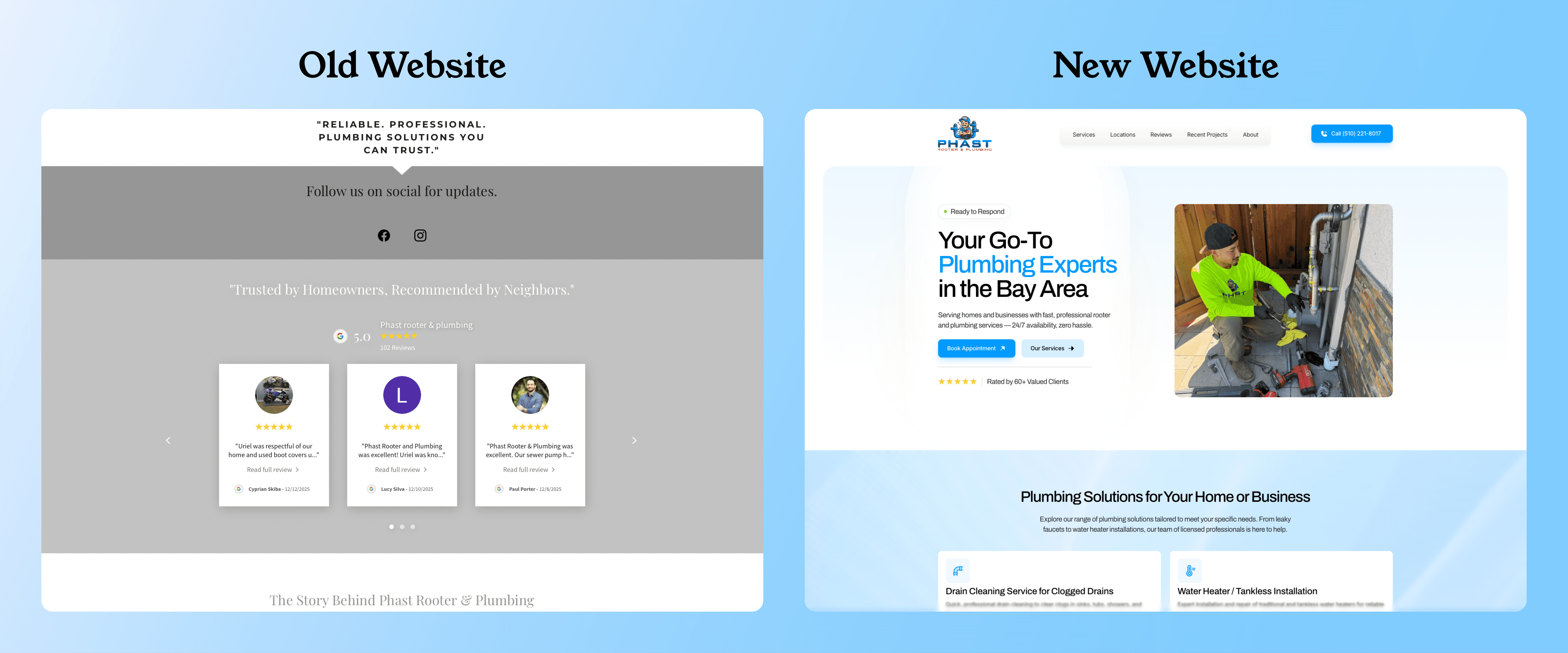 Old vs New Phast Rooter Website