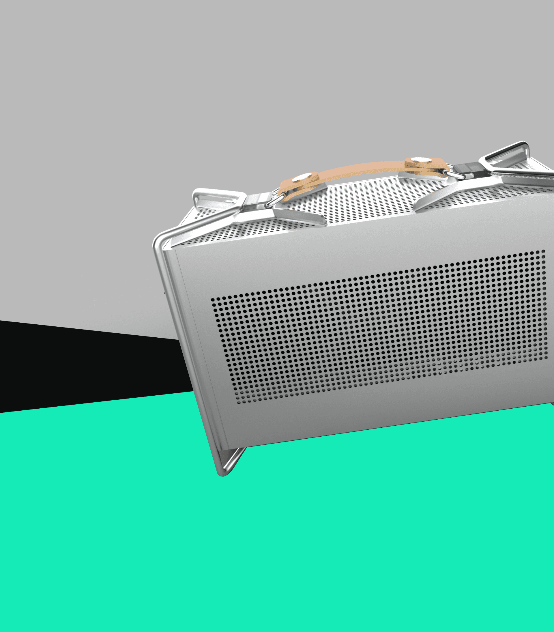 Graphical composition of colours and computer case.