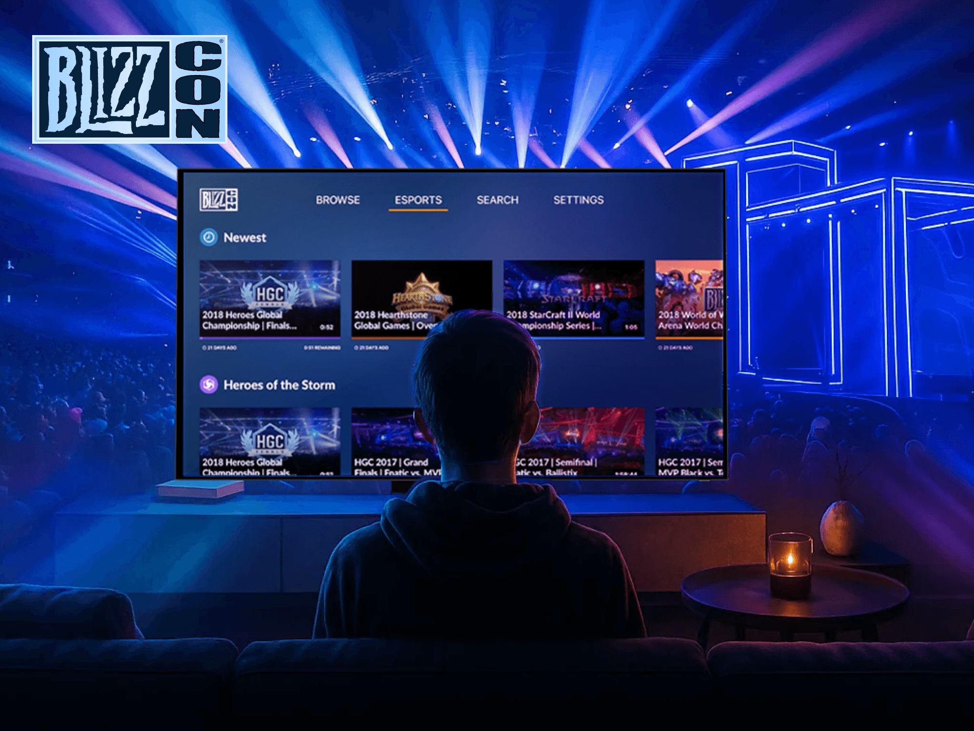 Gamer experieing BlizzCon on via their smart TV BlizzCon app