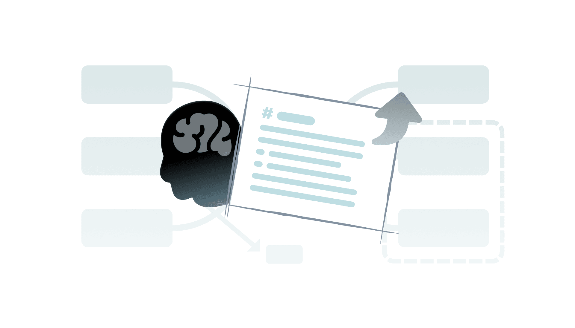 Illustration of handwritten notes transforming into a structured mind map, highlighting clearer understanding when converting TextBundle files to mind maps.