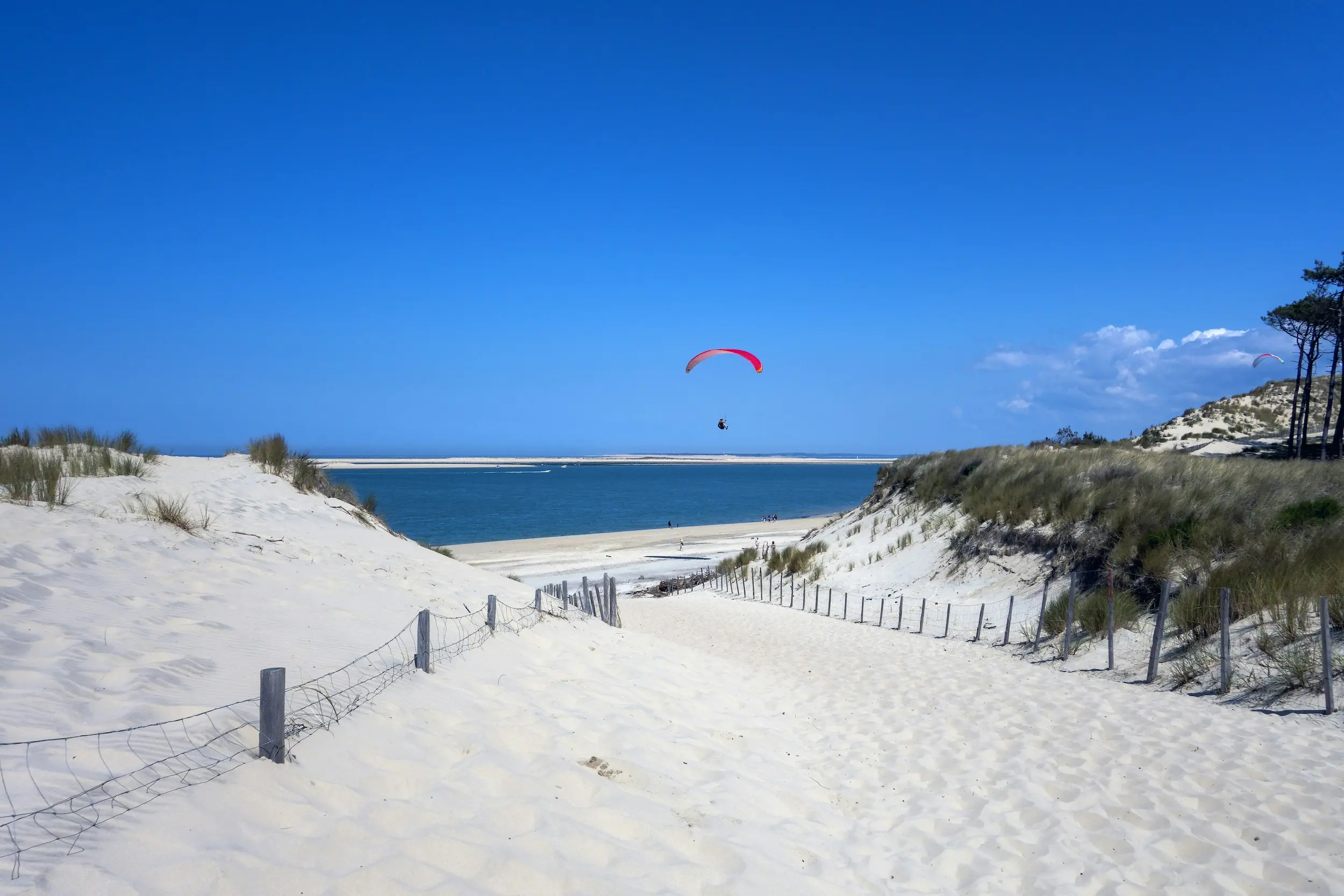 petitparapente bapteme ciel bleu dune pyla - Les Cabanes du Bassin