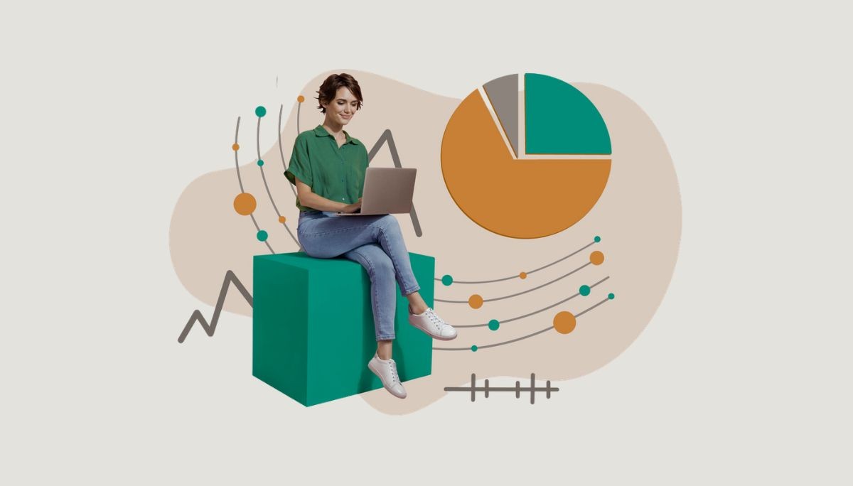 Person using laptop with pie chart and line graphs, symbolizing best data management software and tools compared.