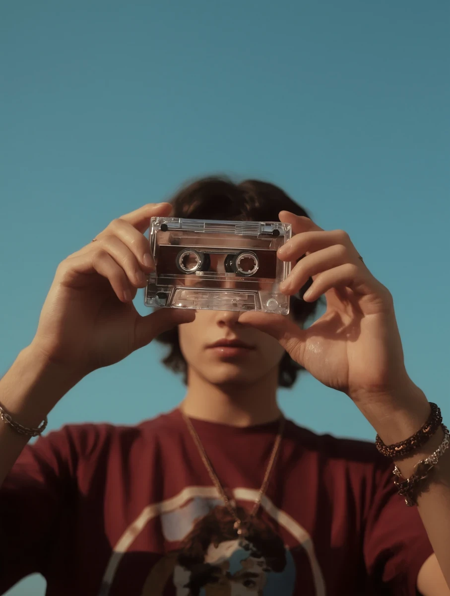man with film in hands