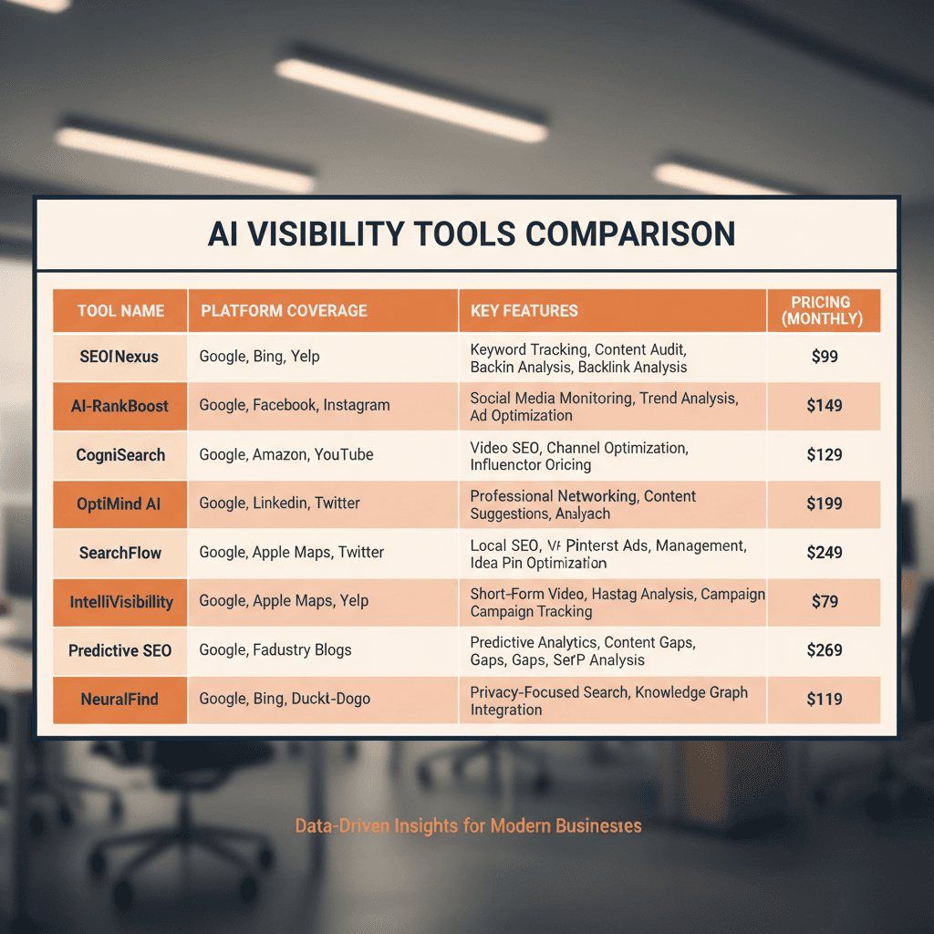 Feature comparison table of top 10 AI visibility tools for 2026