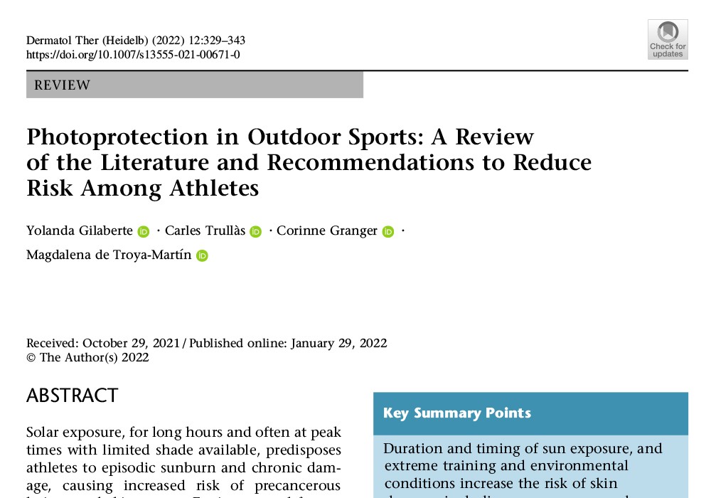 hotoprotection in Outdoor Sports: A Review of the Literature and Recommendations to Reduce Risk Among Athletes