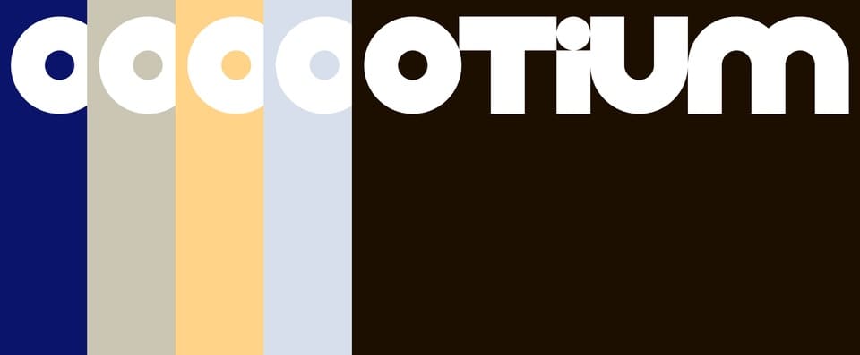Showcase of the brand identity for otium, color palette and logo.