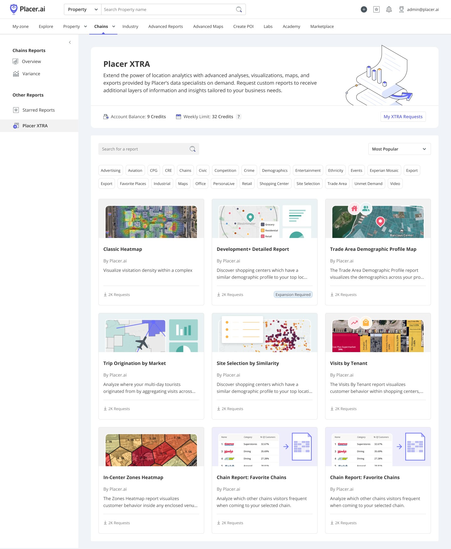The new XTRA catalog inside the Marketplace