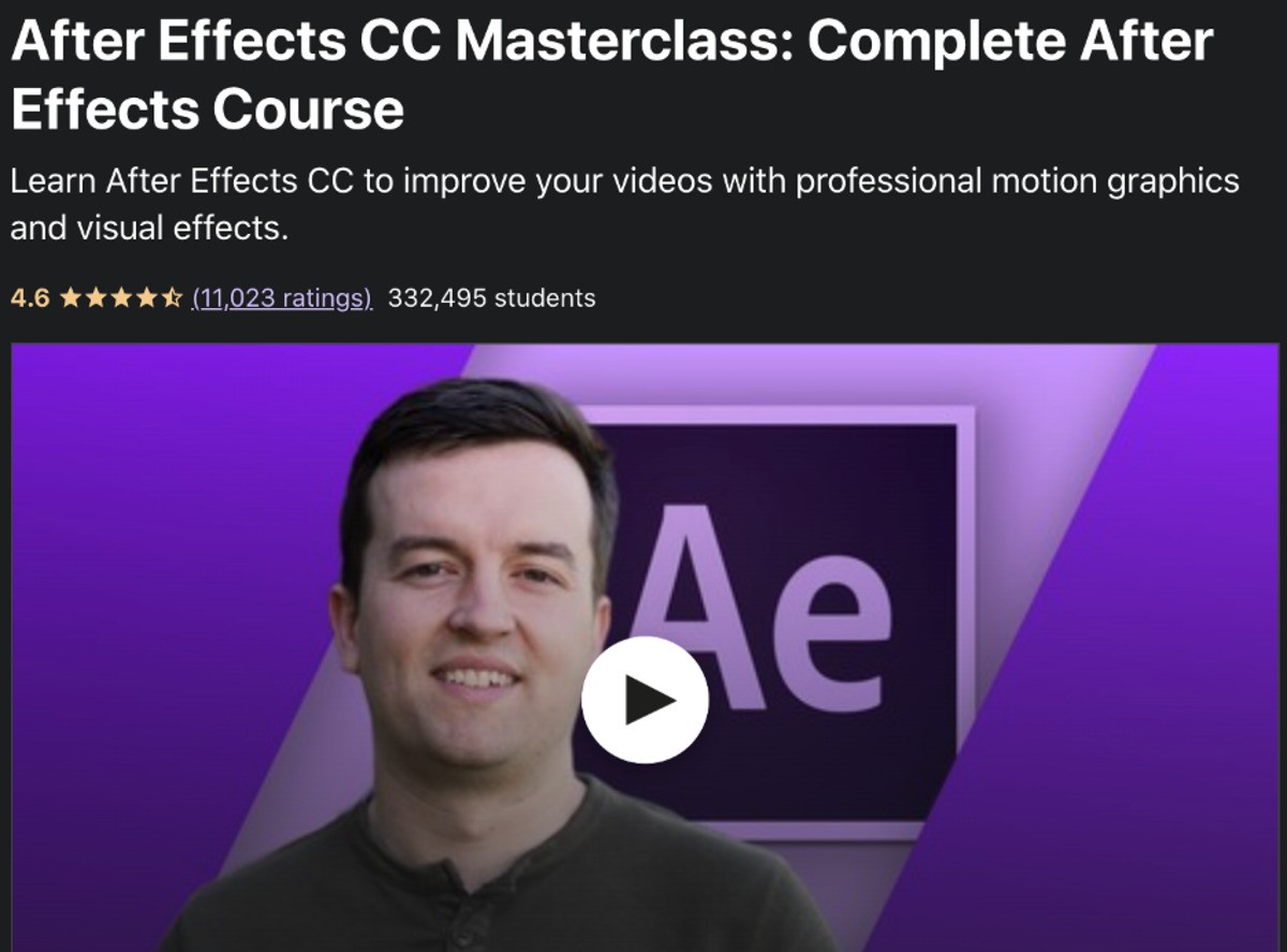 This is a highly recommended After Effects CC Masterclass: Complete After Effects Course, perfect for beginners looking for an After Effects certification course that balances theory with practical projects.