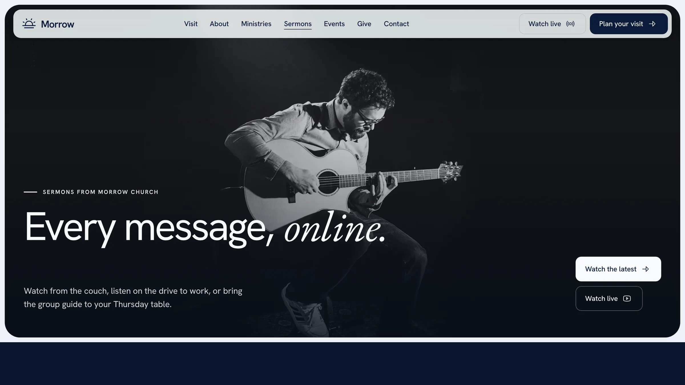 Morrow Church template, sermons page