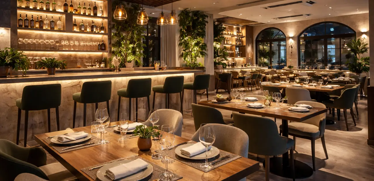 Ανακαίνιση εστιατορίου με σύγχρονο αρχιτεκτονικό σχεδιασμό και ατμοσφαιρικό φωτισμό