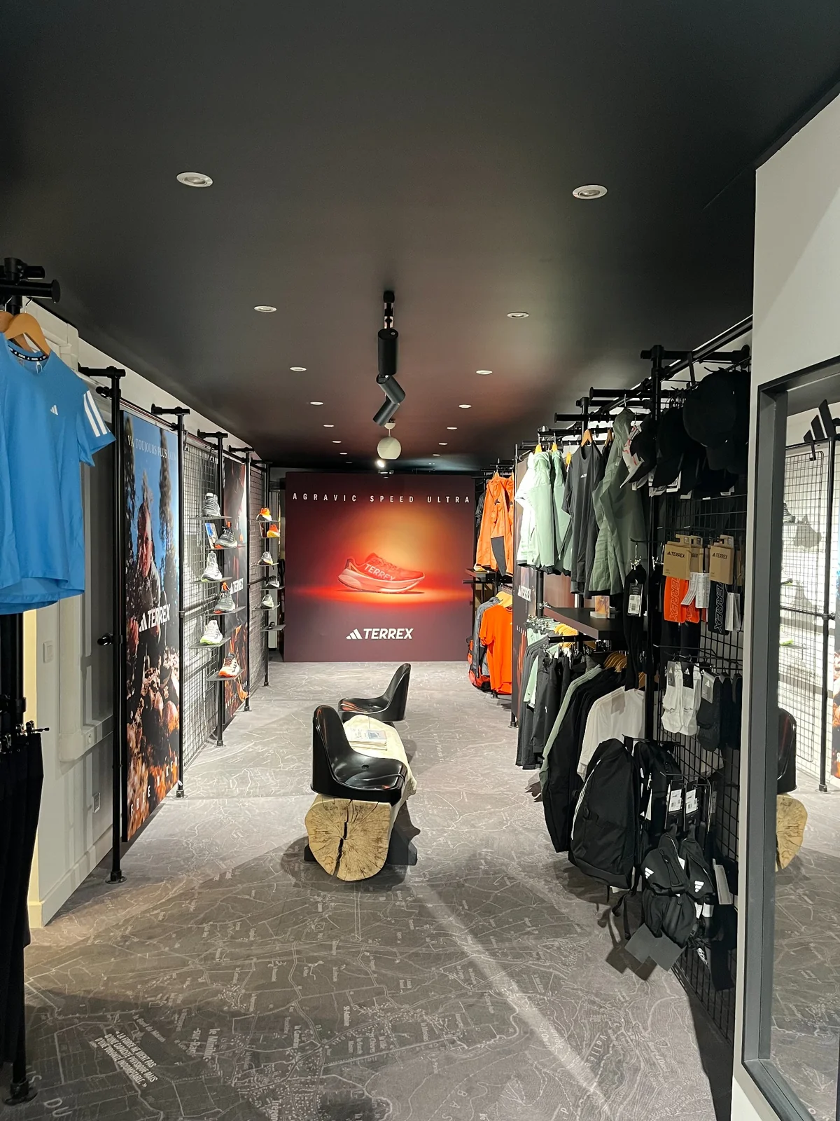 Interior view of Tonton Outdoor store - Adidas Terrex corner and product layout