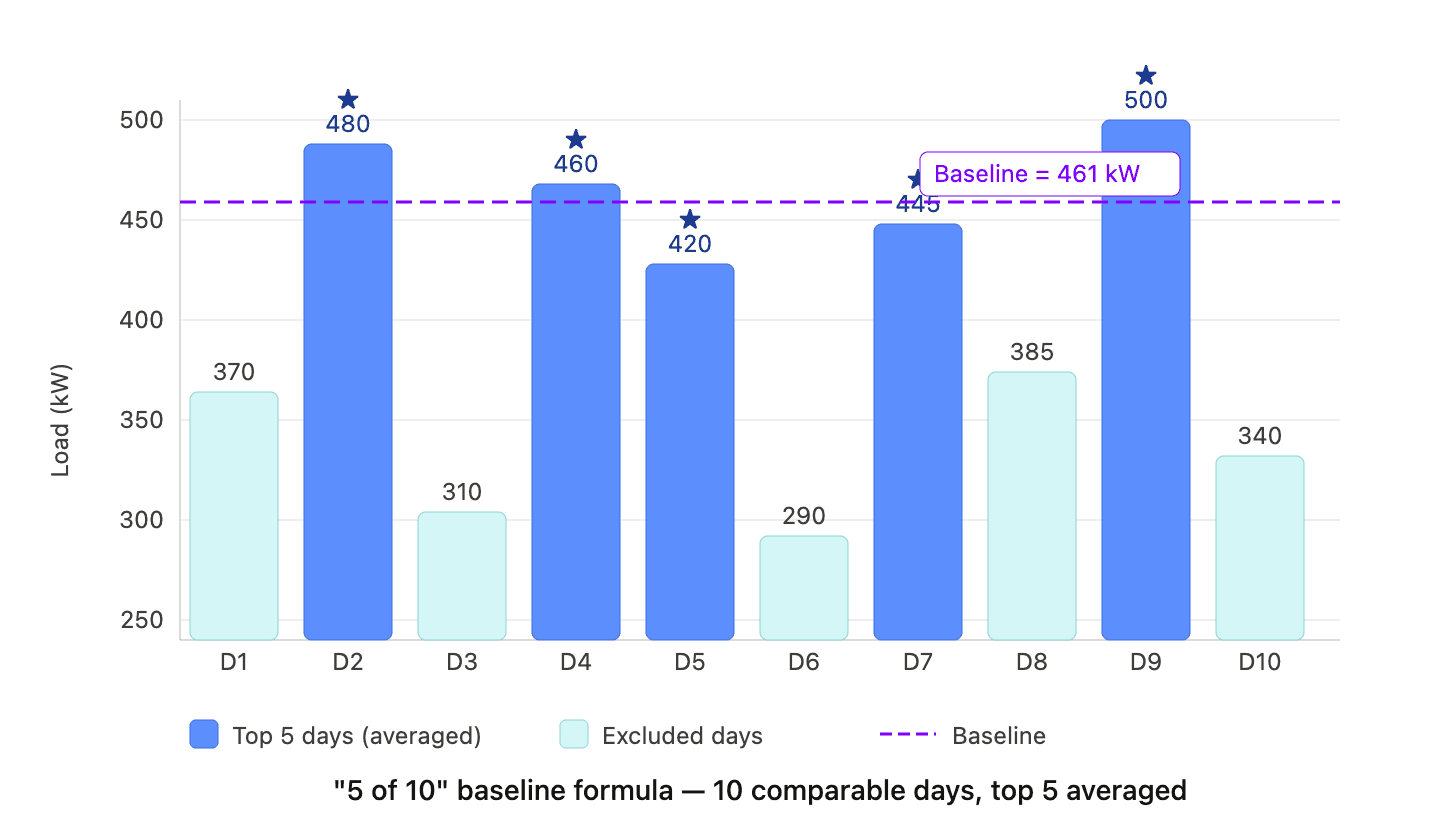 Chart visualizing the "5 of 10" baseline formula