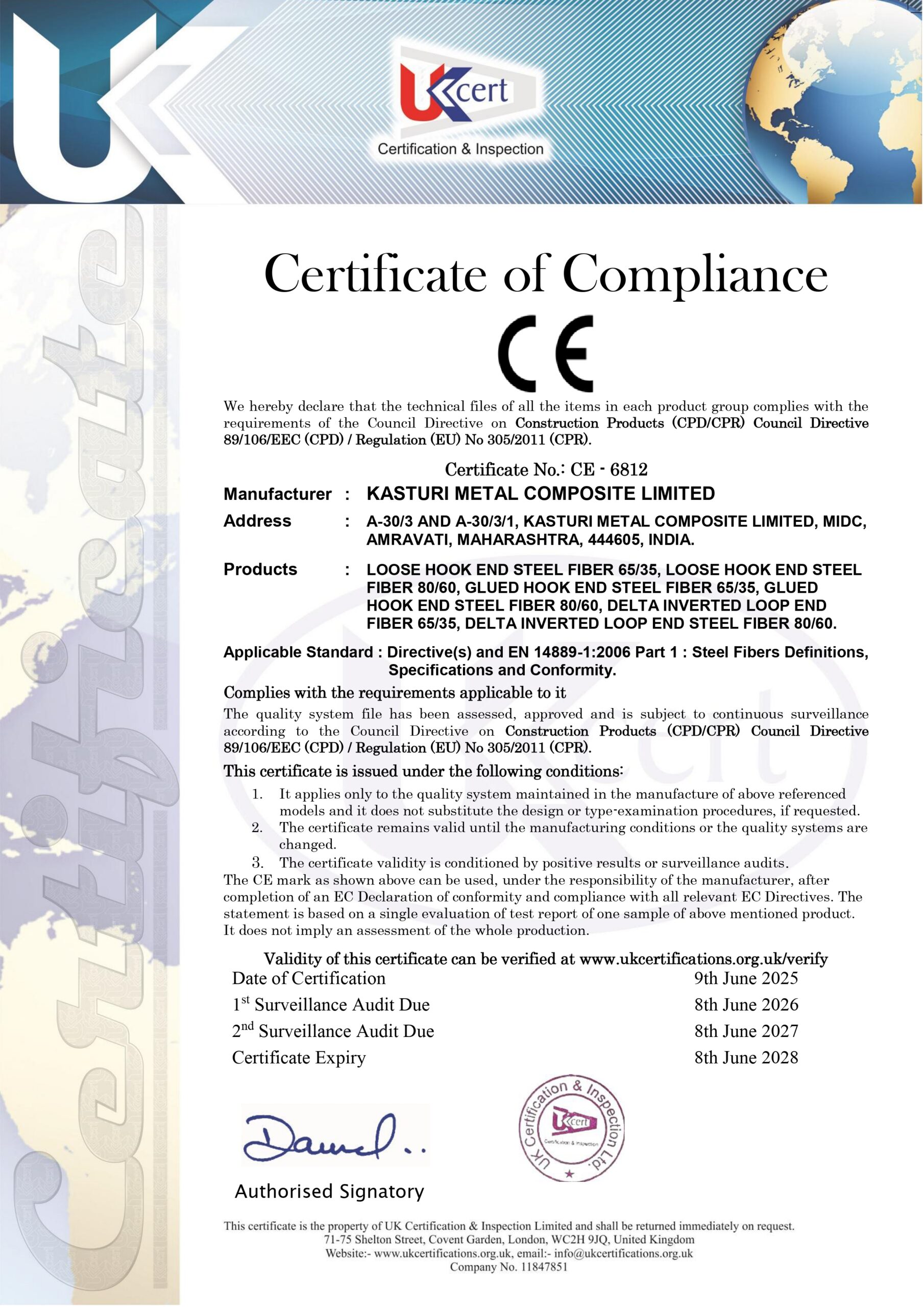Certificate of compliance