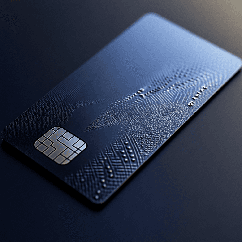 A colorful Visa credit card with a chip on the front.