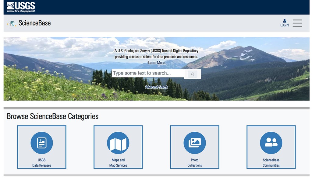 Geological data from the USGS website