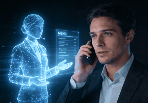 Men order food by phone using Aldelo AI
