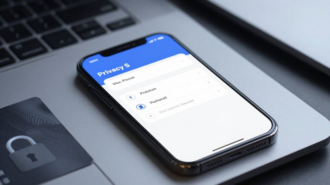 Abstract VPN privacy dashboard with lock and network lines