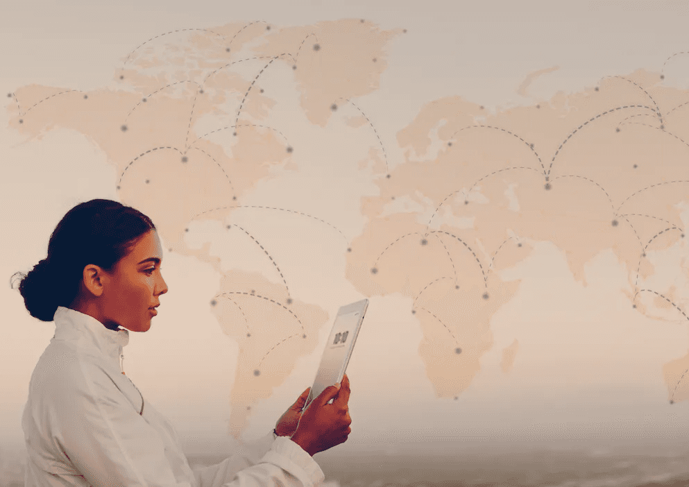 Woman holding a tablet