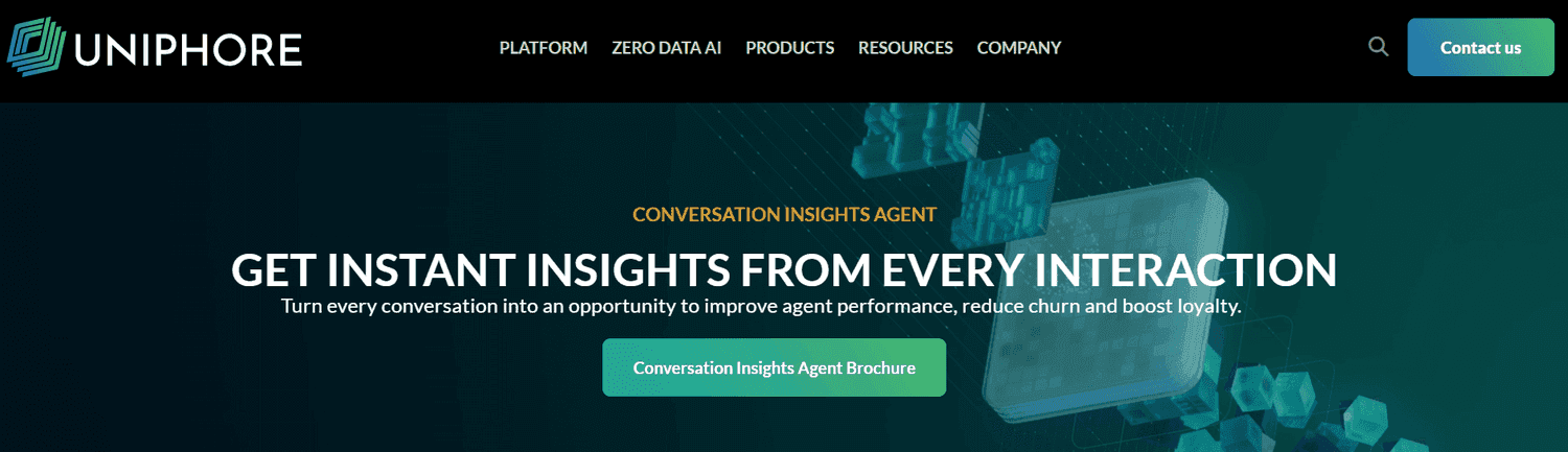 Uniphore homepage: Get Instant Insights from Every Interaction