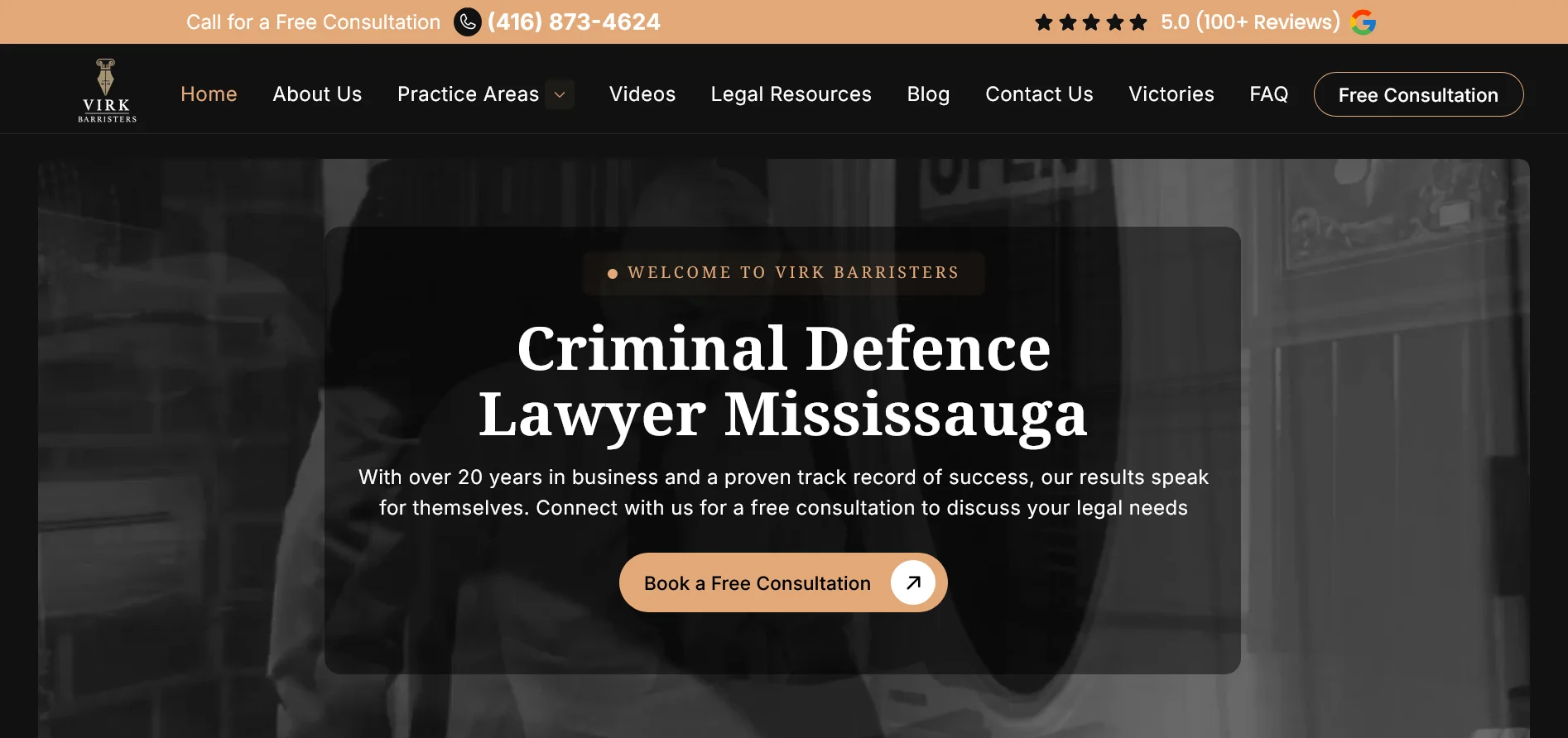 cover image virkbarristers website developed & designed by Dreams Agency Mississauga, Ontario