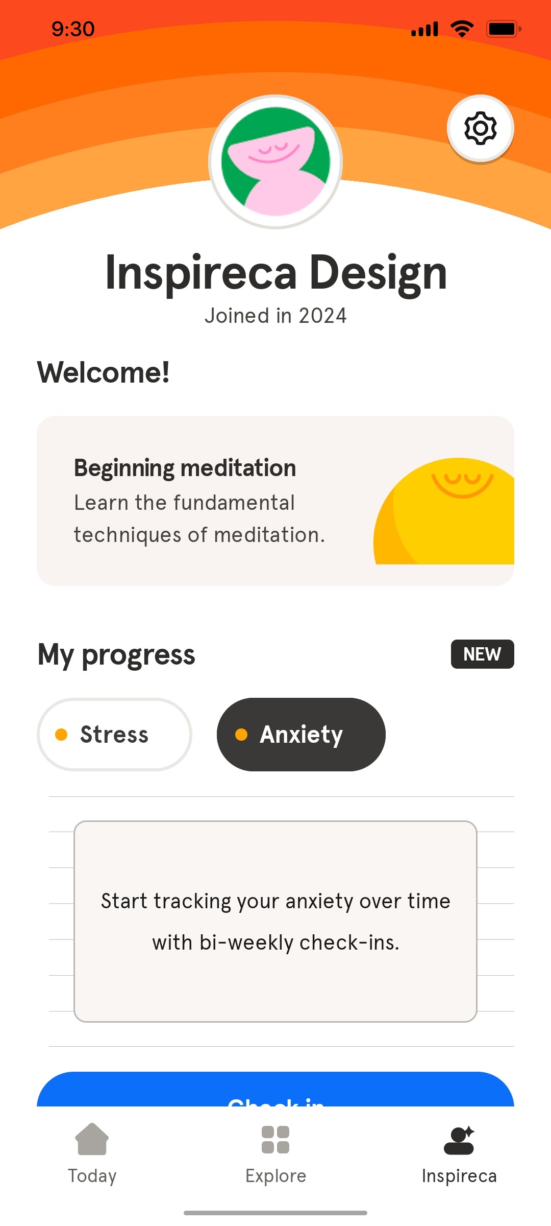 Headspace Profile Anxiety screen