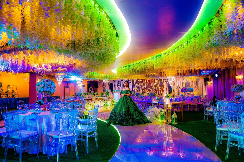 Debut reception in cool blue tones at Celestia Hall, Stalla Suites Events Place