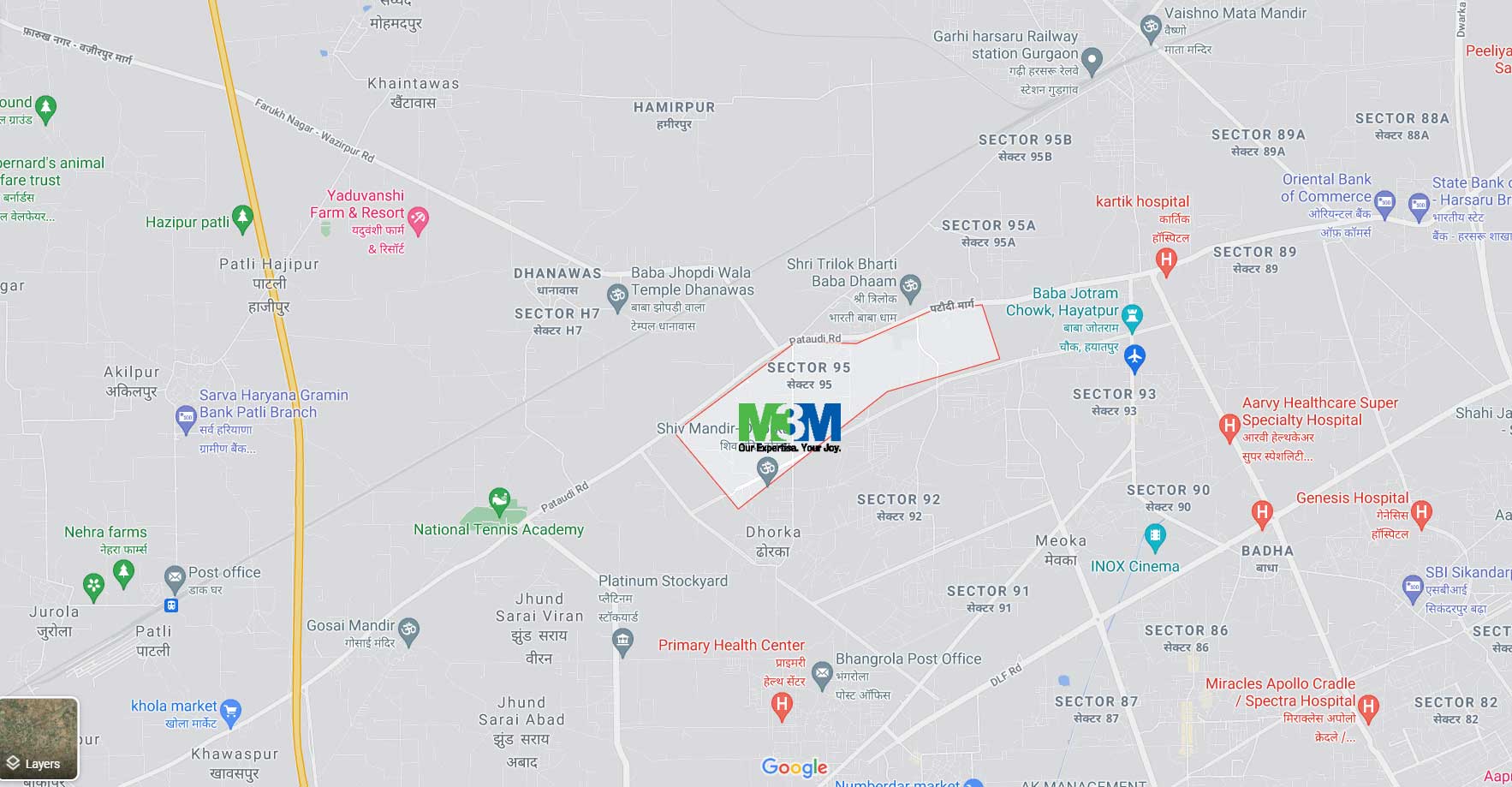 M3M Sector 95, Gurugram Location Map