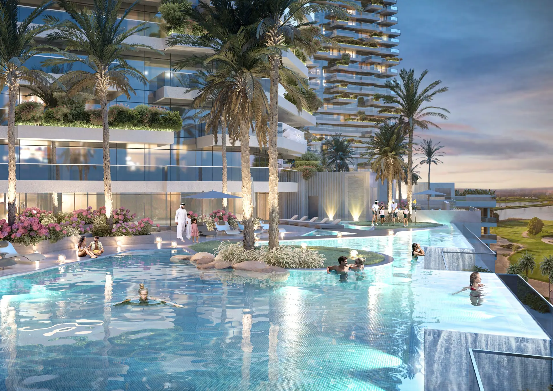 golf greens building amenities by damac