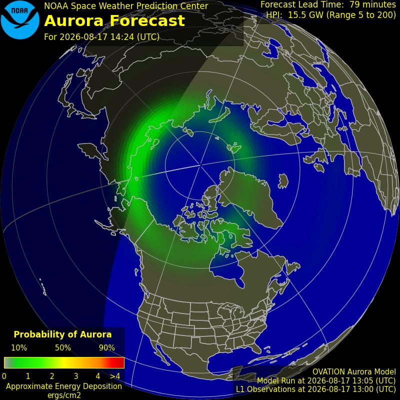 The Icelandic Met Office aurora forecast page showing the Kp activity number beside a cloud cover map of Iceland