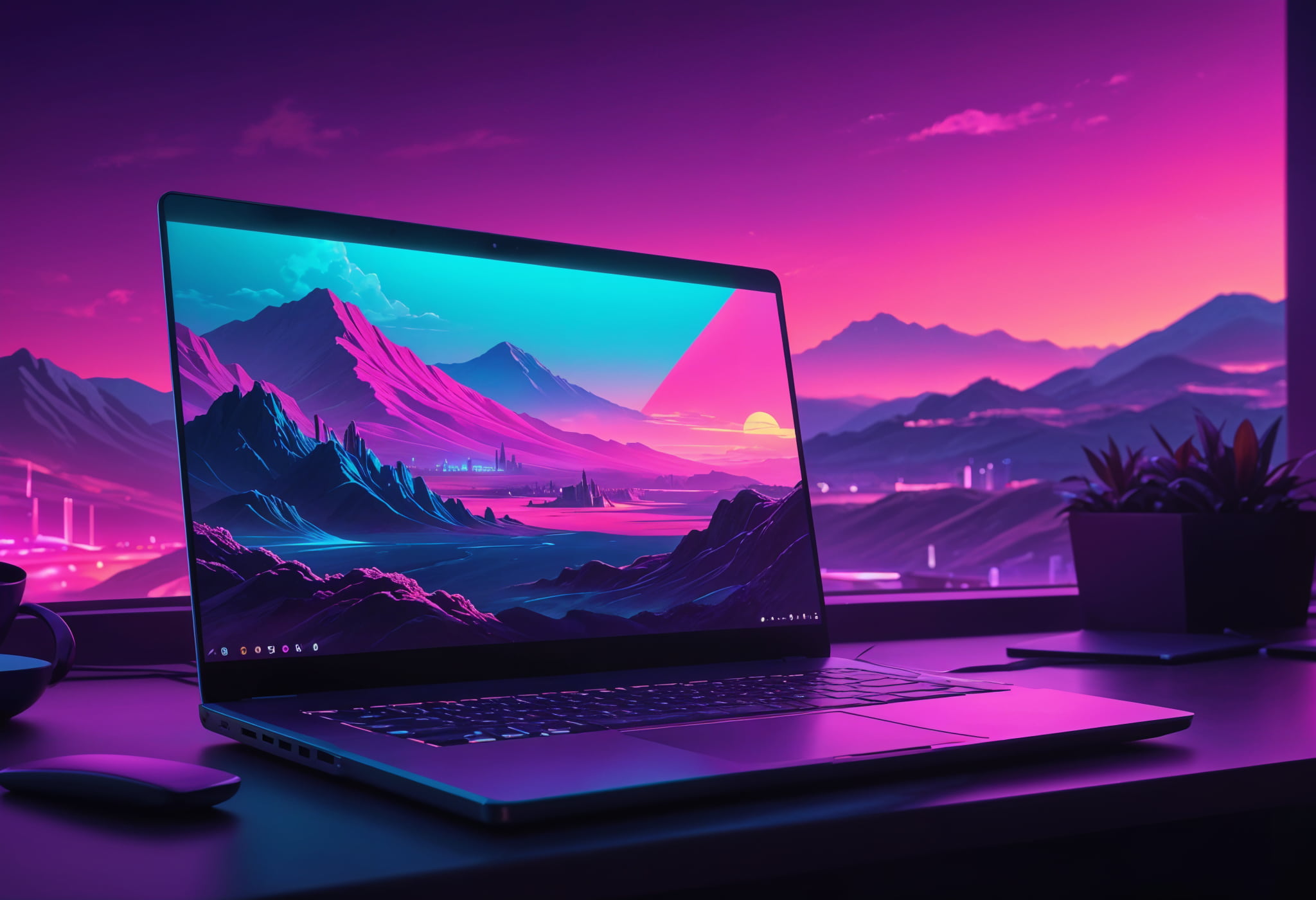 an image of a Laptop - cyberpunk style