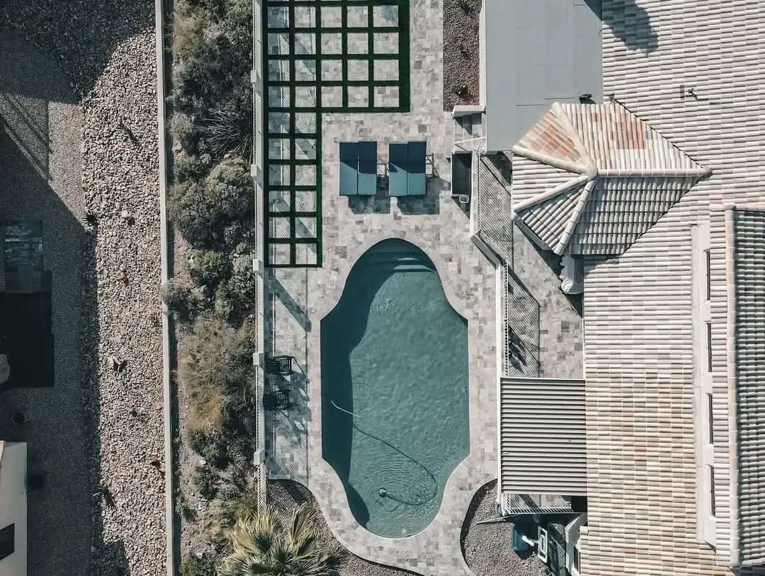 aerial view of backyard remodel by country view