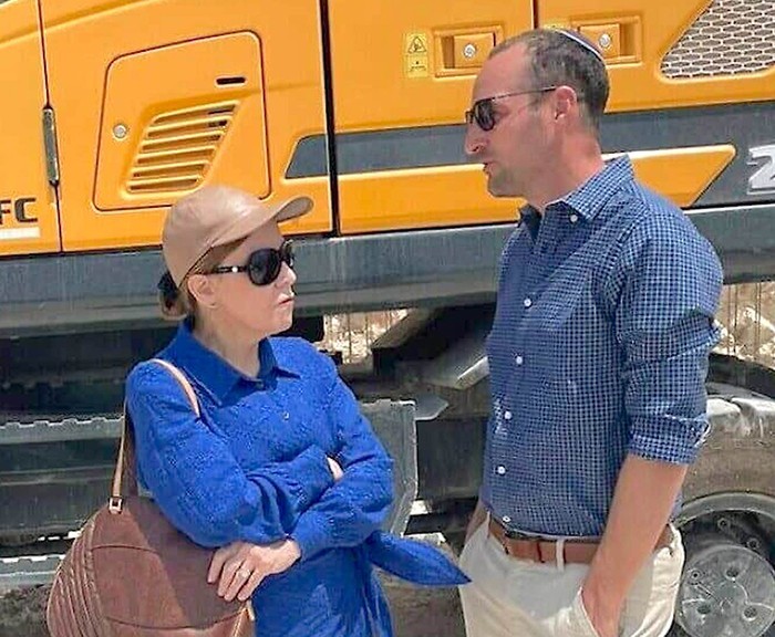 Philanthropist Pnina Graff with the CEO of the International Committee for Har Hazeitim (ICHH), Moshe Bruce, on the construction site of the visitor center on the Mount of Olives. Photo courtesy of Jeff Daube.