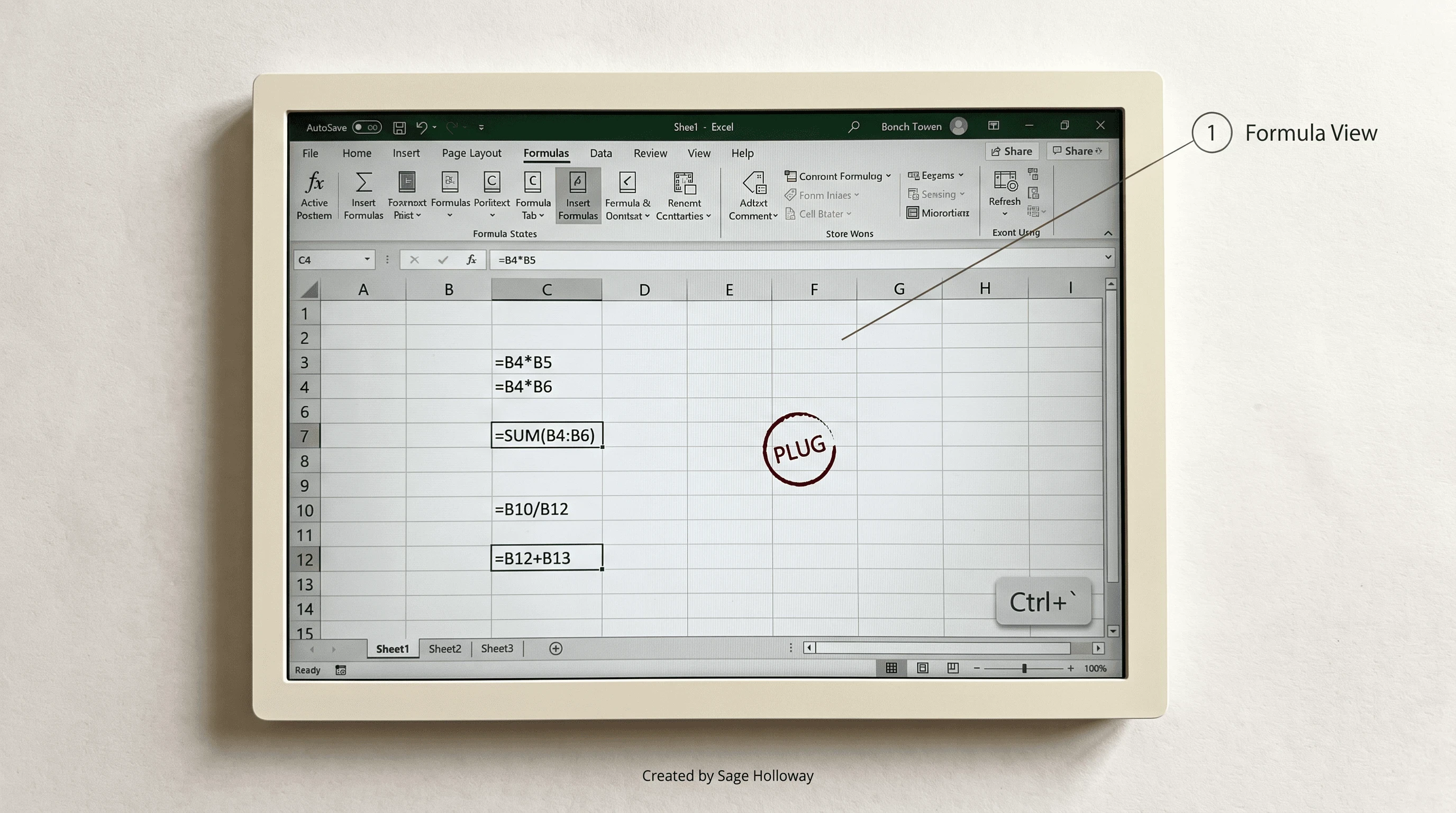 Teaching reconstruction of Excel Formula View used to audit AI-generated financial model cells