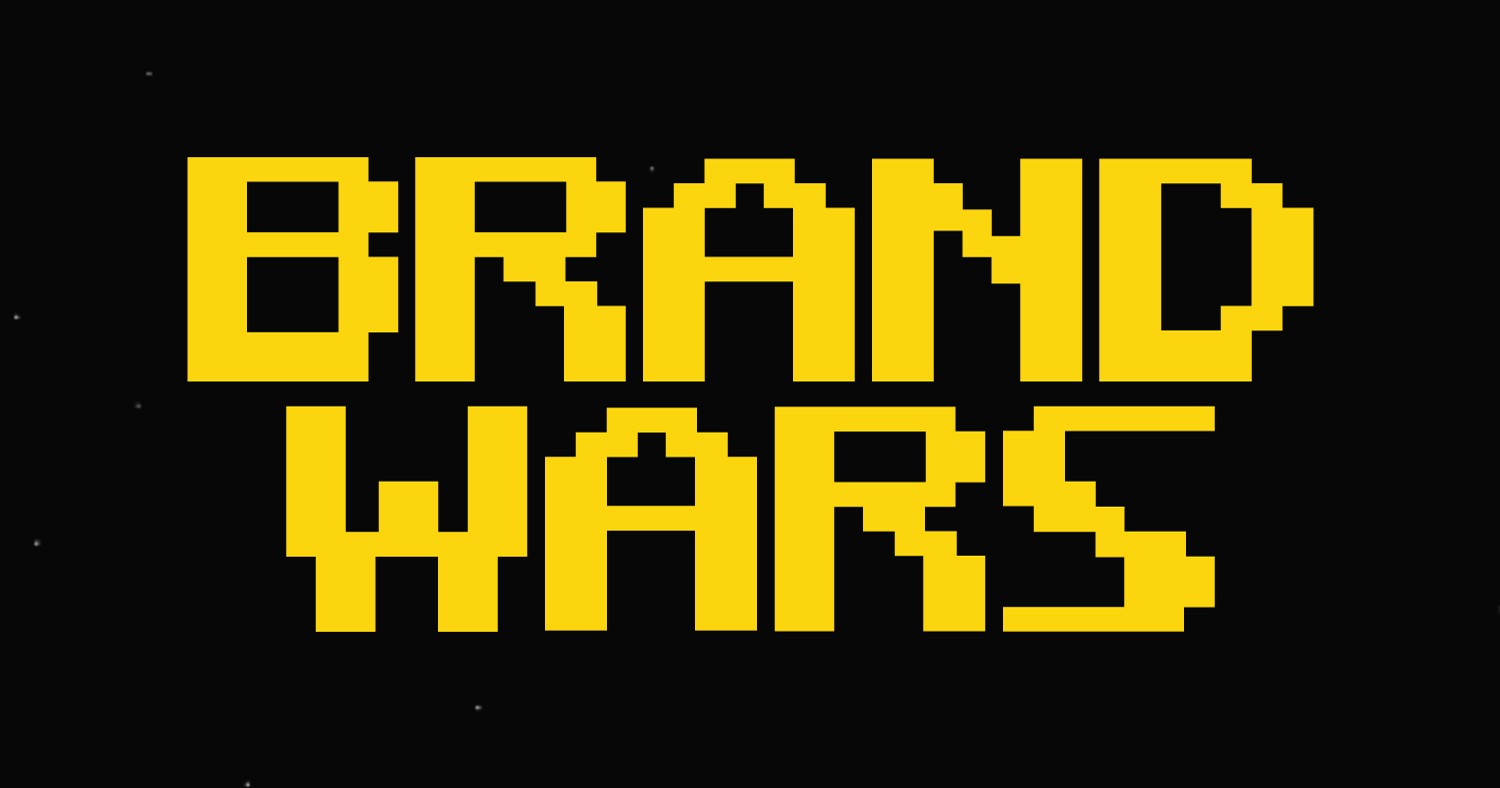 retro arcade game 8 bit brand wars logo