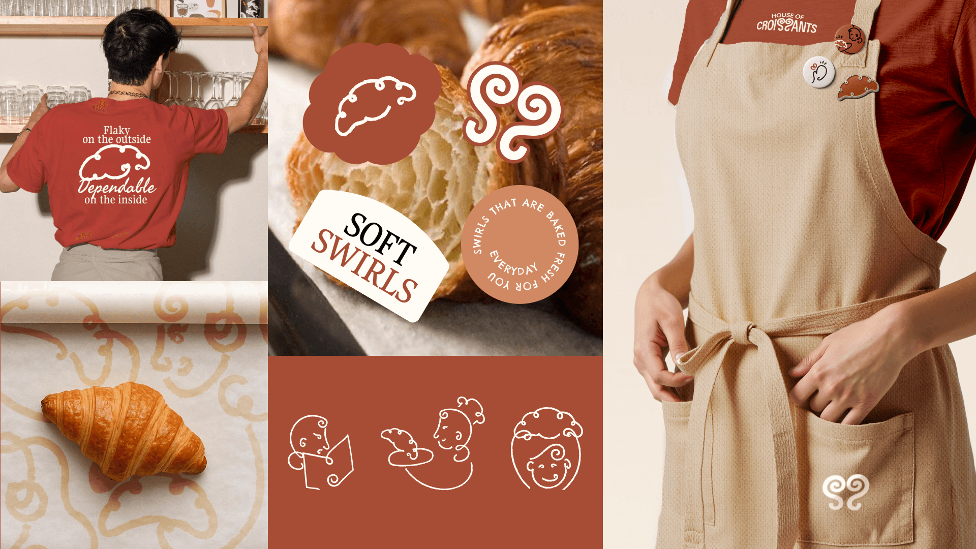 House of Croissants visual identity brand touchpoints