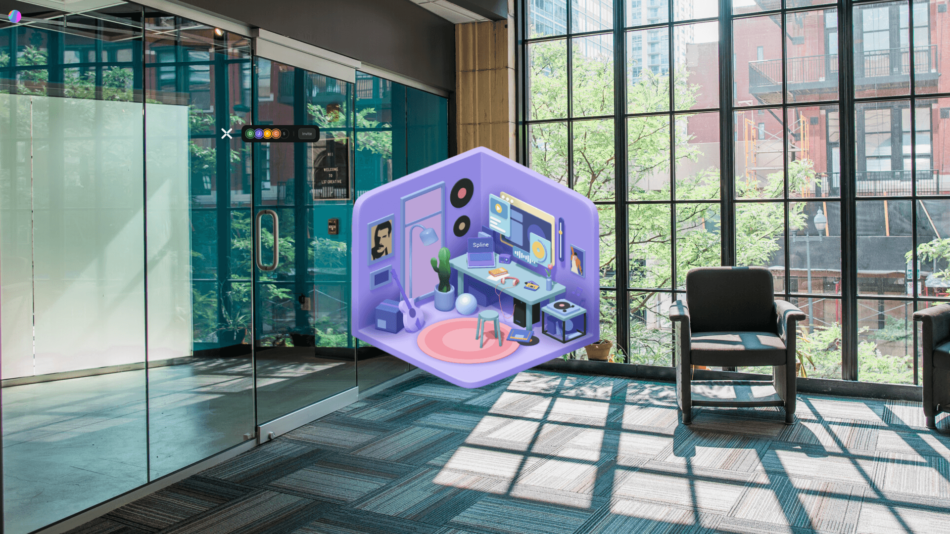 a 3D house in a space using an AR headset