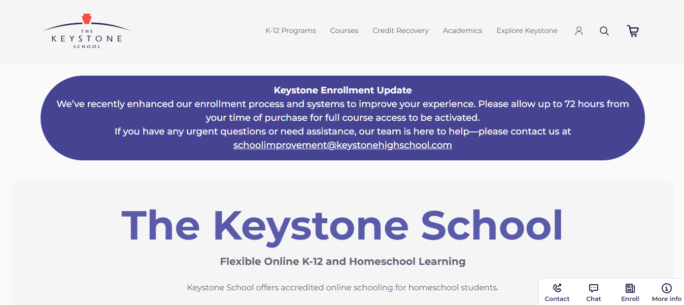 The Keystone School flexible high school with credit-based courses