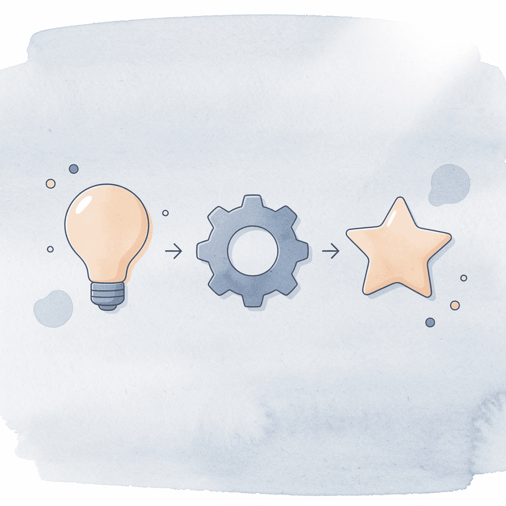 Three icons showing upload, targeting, and success in the design process - T-Shirt Design Size